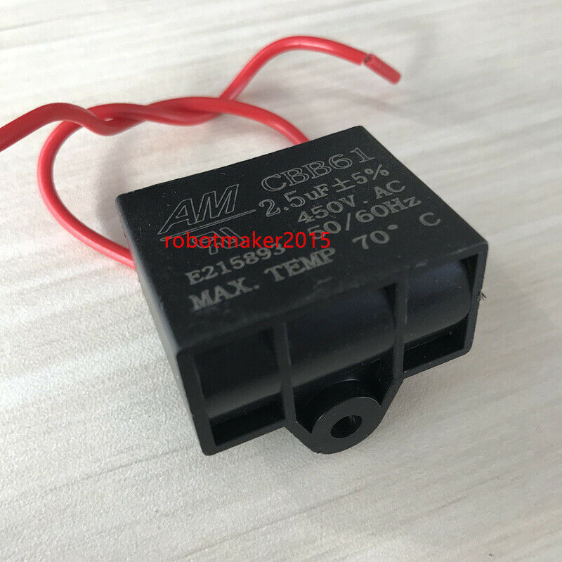 AC 450V 2.5 uF CBB61 Fan Motor Running Rectangle Capacitor 50/60Hz Lead Wire