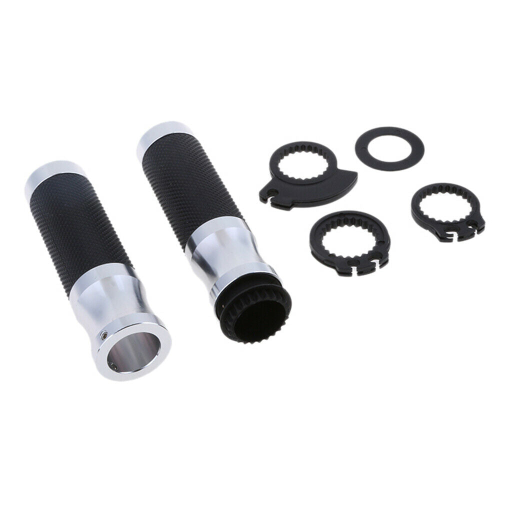 7/8" 22mm CNC Aluminum Motorcycle Throttle Control Handlebar Grips Sliver