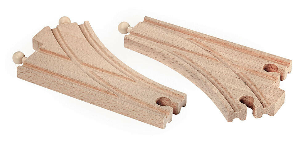33346 BRIO Curved Switching Tracks - Railway Tracks inc 2 pcs Age 3 Years+