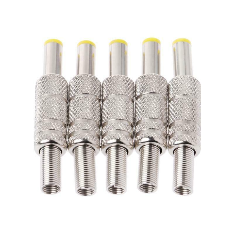 5 Pcs Metal 5.5x2.1mm DC Power Male Plug Jack Adapter Connector with Yellow Head