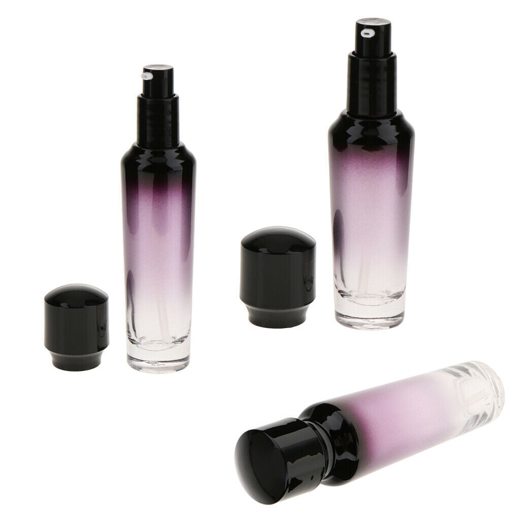 3Pcs Empty Glass Pump Spray Bottle Makeup Lotion Serum Container 35/55/100ml