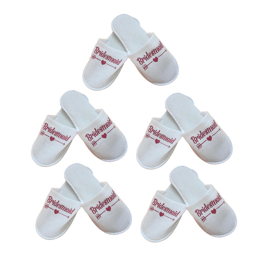 5Pairs Anti-Slip Bridal Shower Bridesmaid Sauna Travel Hotel Home Slippers