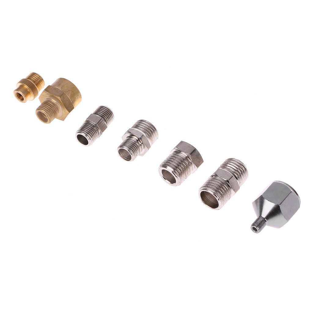7Pcs Airbrush Adaptor Kit Fitting Connector For Compressor & Spray Gun Hose Set