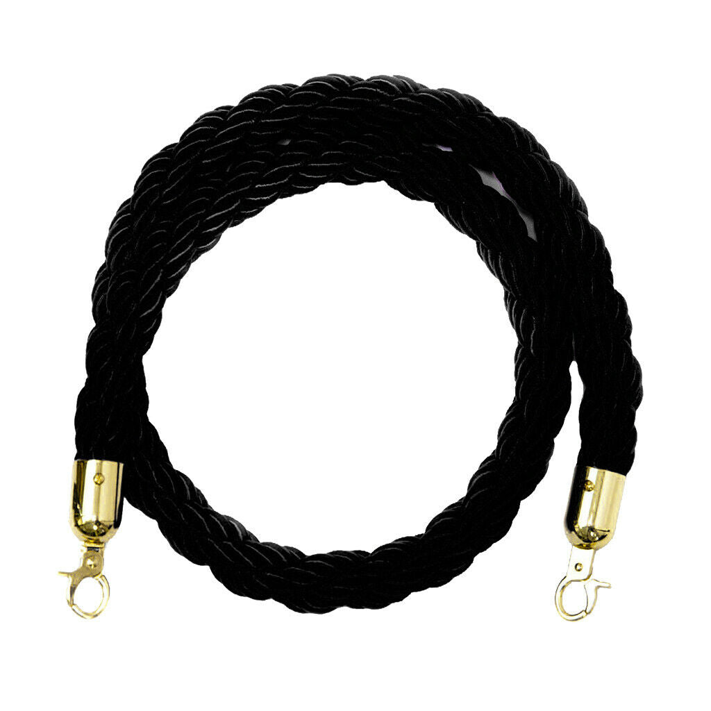 2X Rope Barriers - Heavy Duty Crowd Control Stanchions 2m Black
