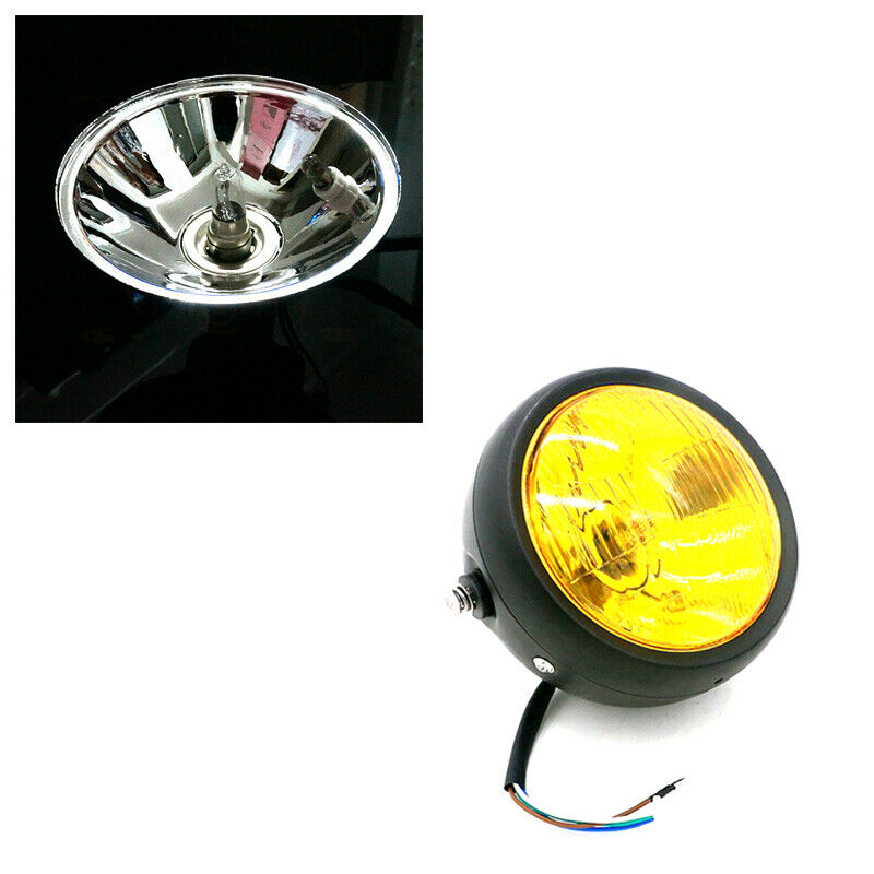 6.5" 12V Amber Glass Motorcycle Cruiser Headlight Spot Fog Light High/Low Beam