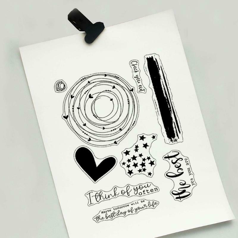 Stars Heart Shape Wishes Lettering Clear Stamps Elegant Card Making Stamps DIY