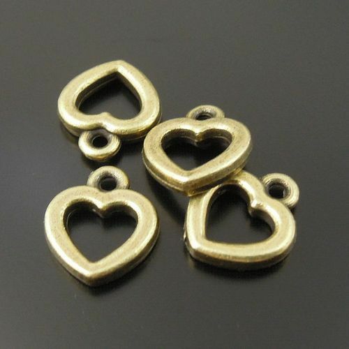 Antiqued Bronze Lovely Hollow Love Tiny Heart Alloy Charm Pendant 100pcs 10x8mm