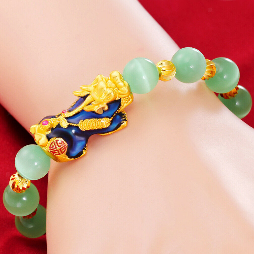 2Pieces Chinese Feng Shui Obsidian Pixiu Bracelet Good Luck Jewelry Gifts