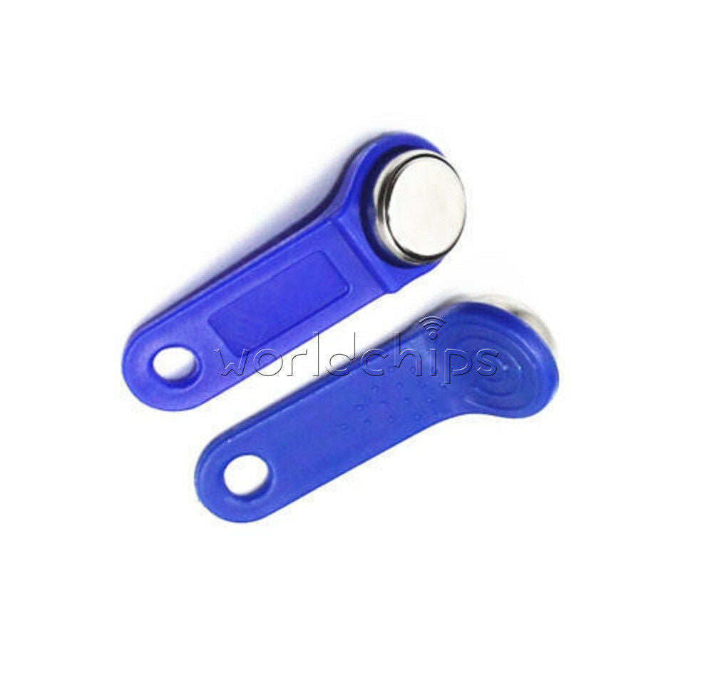 10PCS DS1990A-F5 TM Card iButton Tag with wall-mounted holder Blue M97 Top