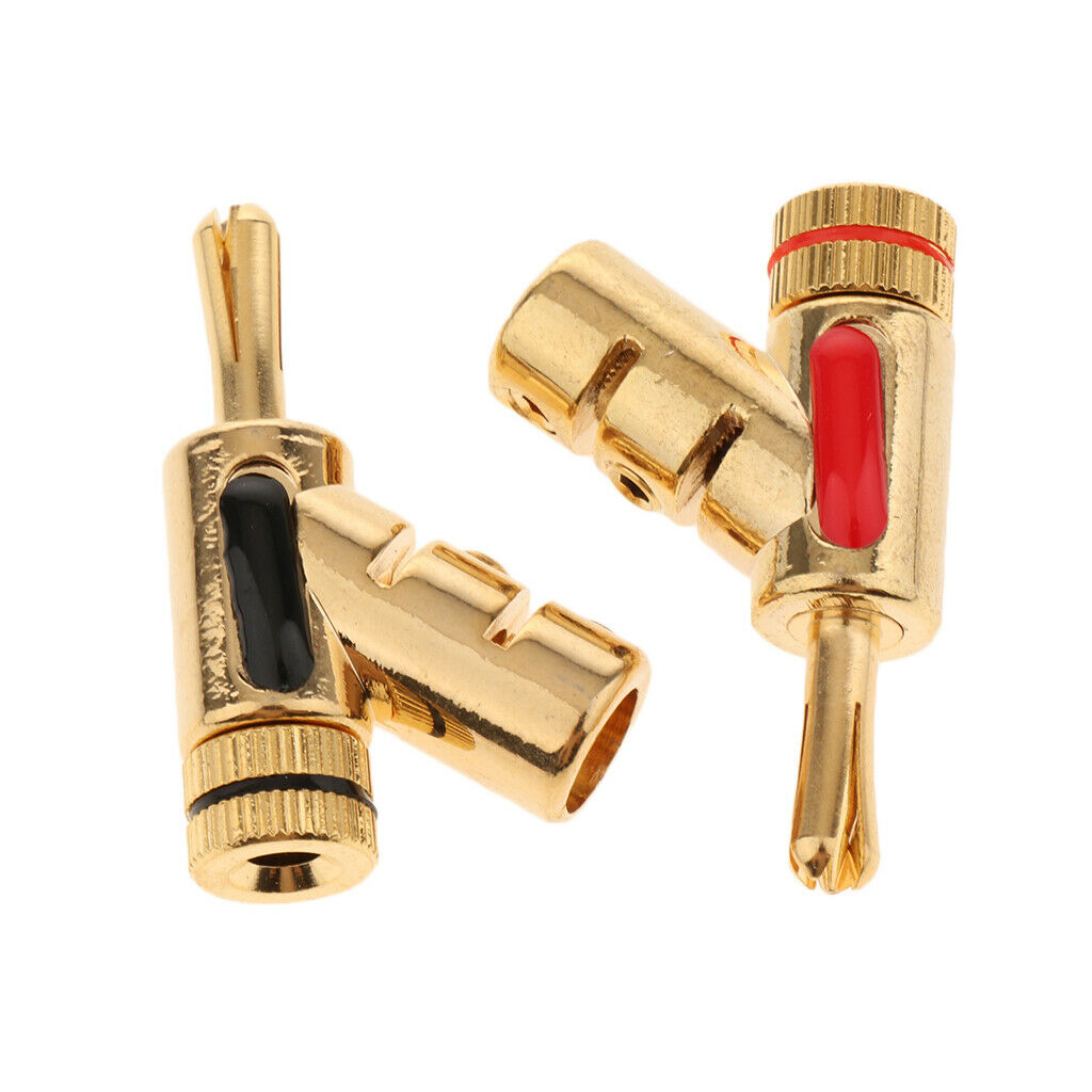 4pcs 4mm Banana Plug Speaker Cable Test Leads Screw Lock Terminal Connectors