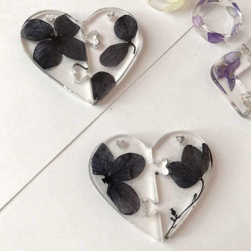 Couples Keychains Heart Shape Silicone Mold Lovers Puzzle Pendant Casting Molds