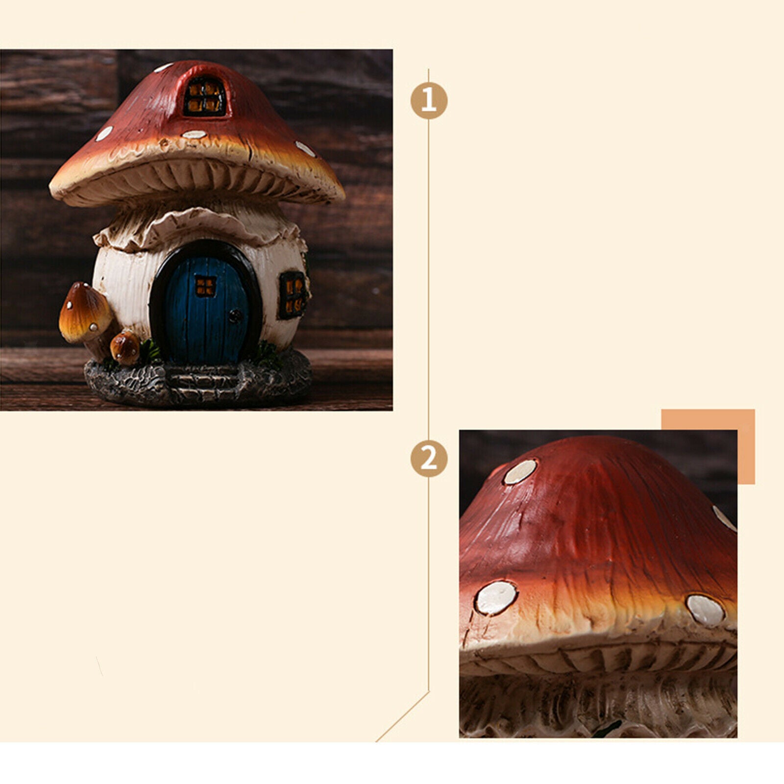 Fairy Mushroom Gnome Fairy House Gardeners Lawn Porch Patio Ornament Statue Gift