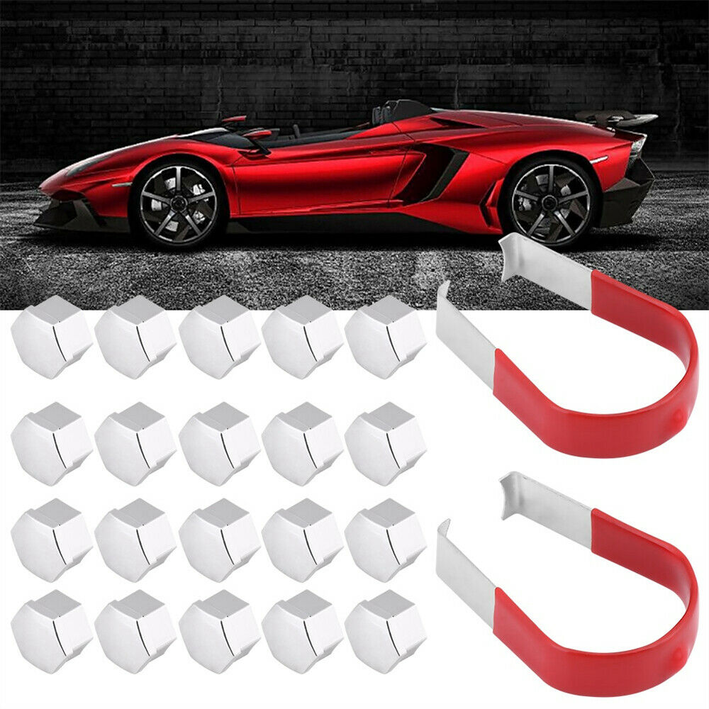 20pcs 19mm Chrome Wheel Nut Bolt Cap Cover w/ Removal Tool Universal for Any Car