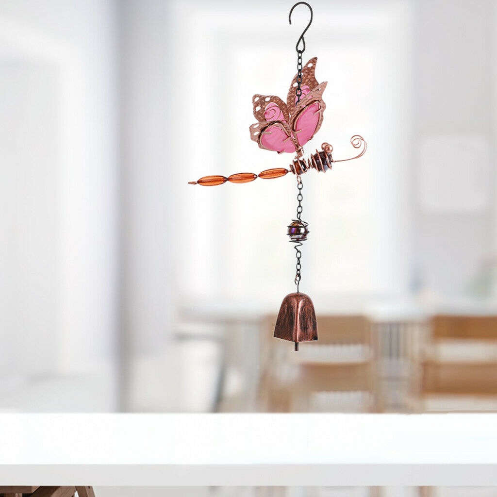 Wind Chime with Luminous Wall Hanging Home Garden Decor Pink Bell