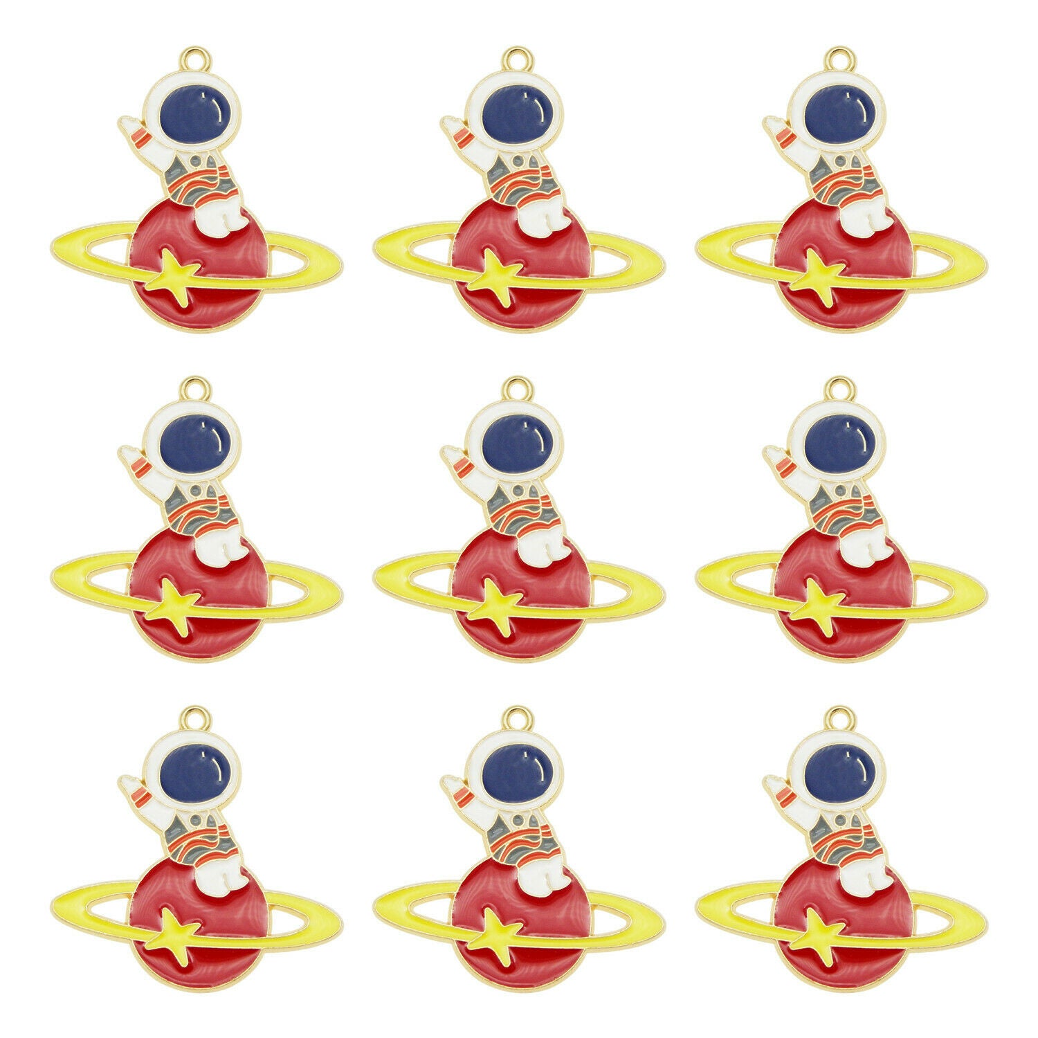 Wholesale 35x34mm Enamel Astronaut Planet Pendant Charm for Necklace Bracelet 8x