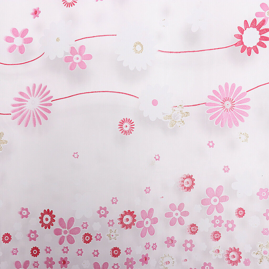 Rod Pocket Rural Floral Print Sheer Window Curtain Voile 150x250cm Pink
