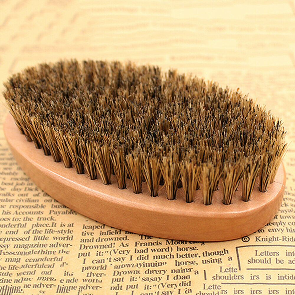 Wooden Oval Bristles Brush Mens Beard Brush Mustache Hair Styling Grooming Tool