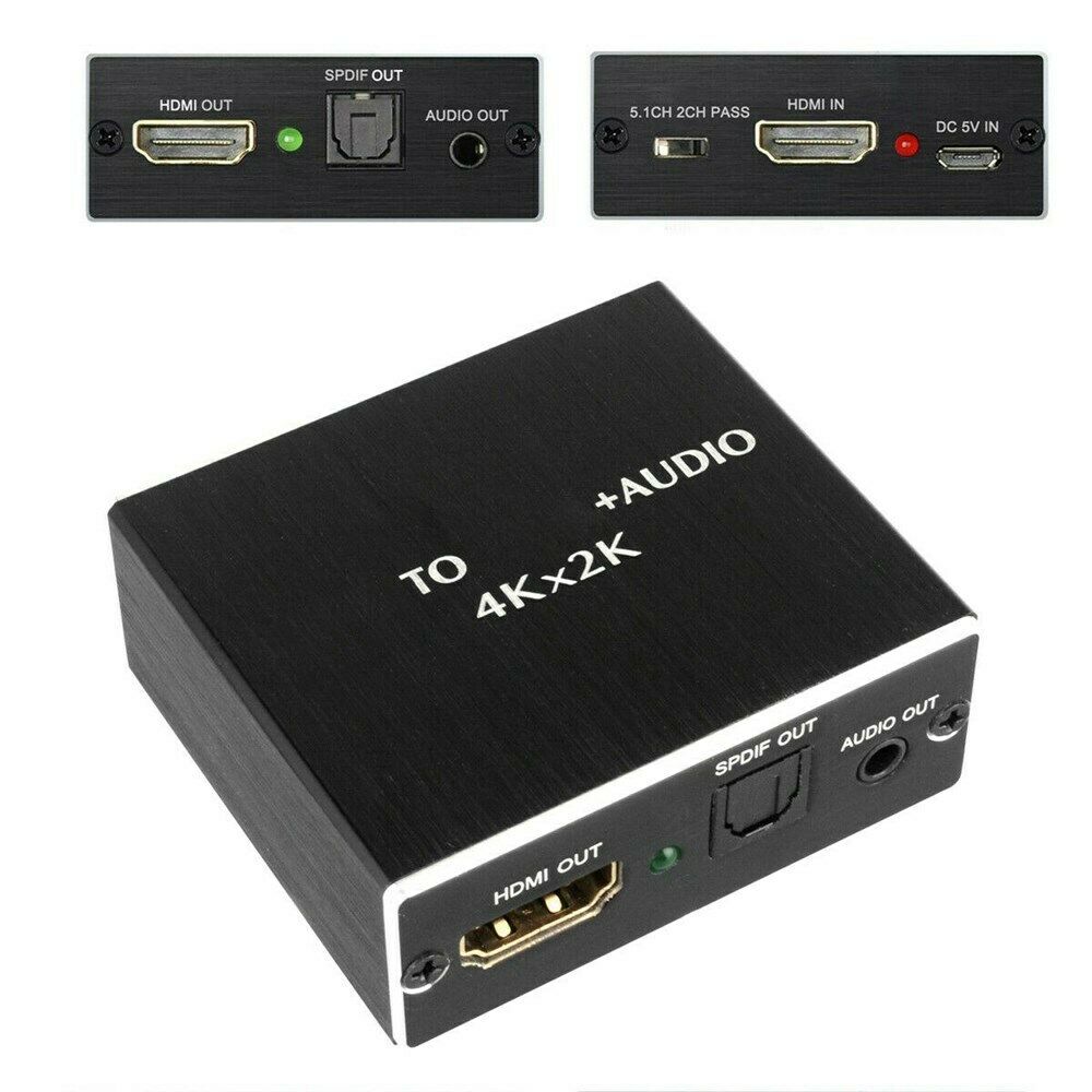 4K HDM to HDM and Optical TOSLINK SPDIF 3.5mm Audio Extractor Converter CN