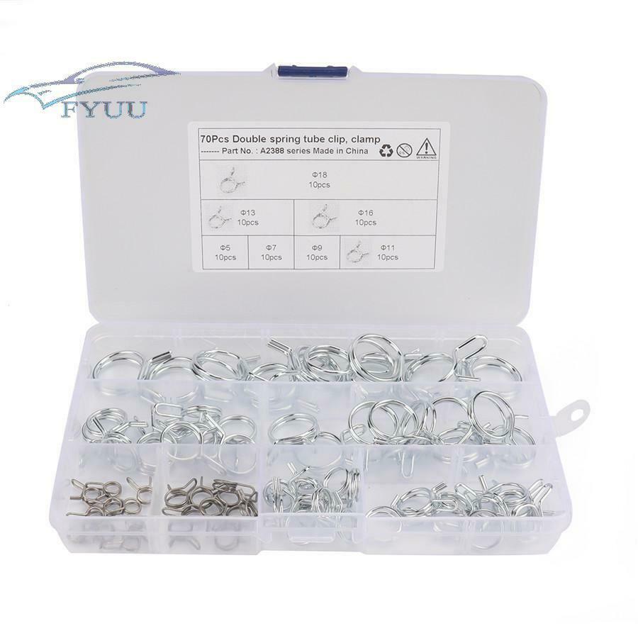 70Pcs Fuel Line Hose Tube Spring Clamp Î¦5-Î¦18 Double Wire For Car Motorcycle RV