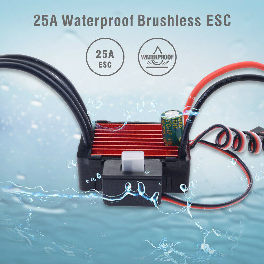 Waterproof 5800kV Brushless ESC 25A for 1/18 1/16 RC Car Upgrade Parts