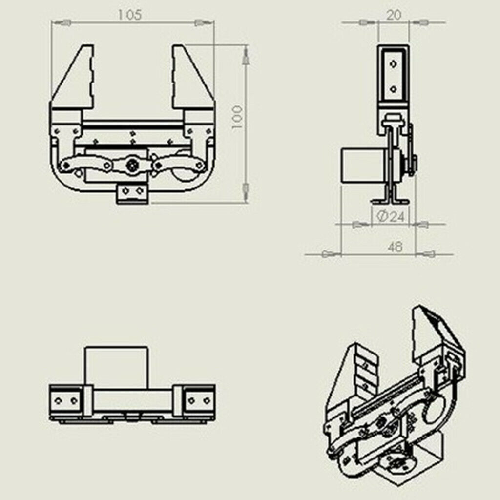 DIY Mechanical Arm Mechanical Claw 105x100x20mm for Various Steering Gear Total
