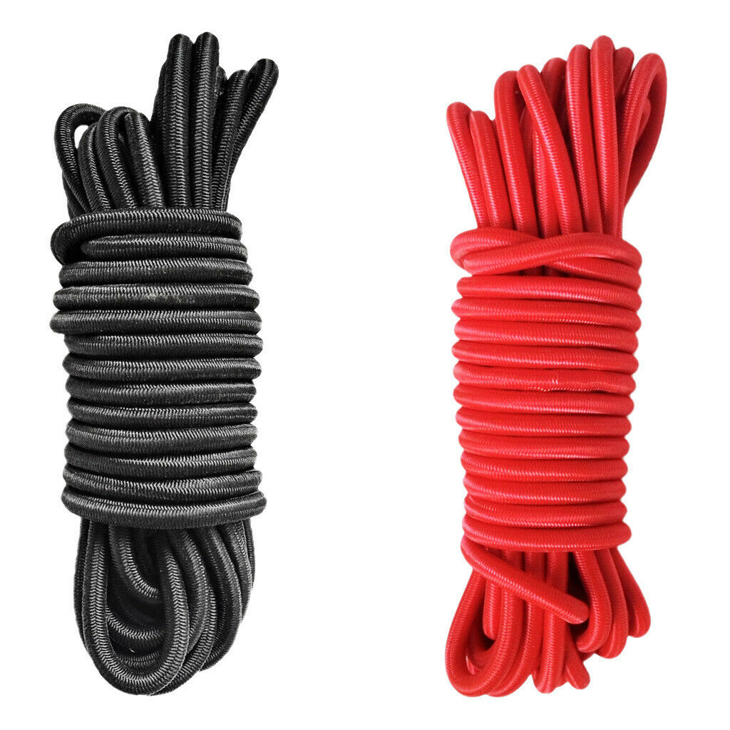 2x 4mm 5m Bungee Rope Kayak Boat Heavy Duty Shock Cord Tie Down Black & Red