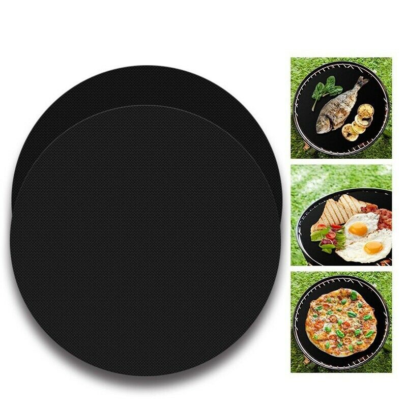 Round BBQ Grill Mat,Non Stick Grilling Mats Heat Resistant Easily Cleaned BarbW3