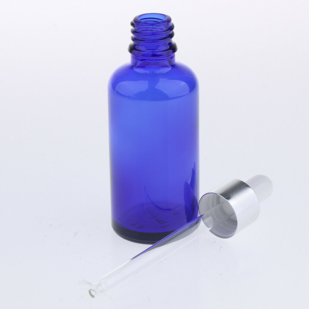 24 Pack Empty Refillable Glass Makeup Dropper Bottles Vials Container Blue