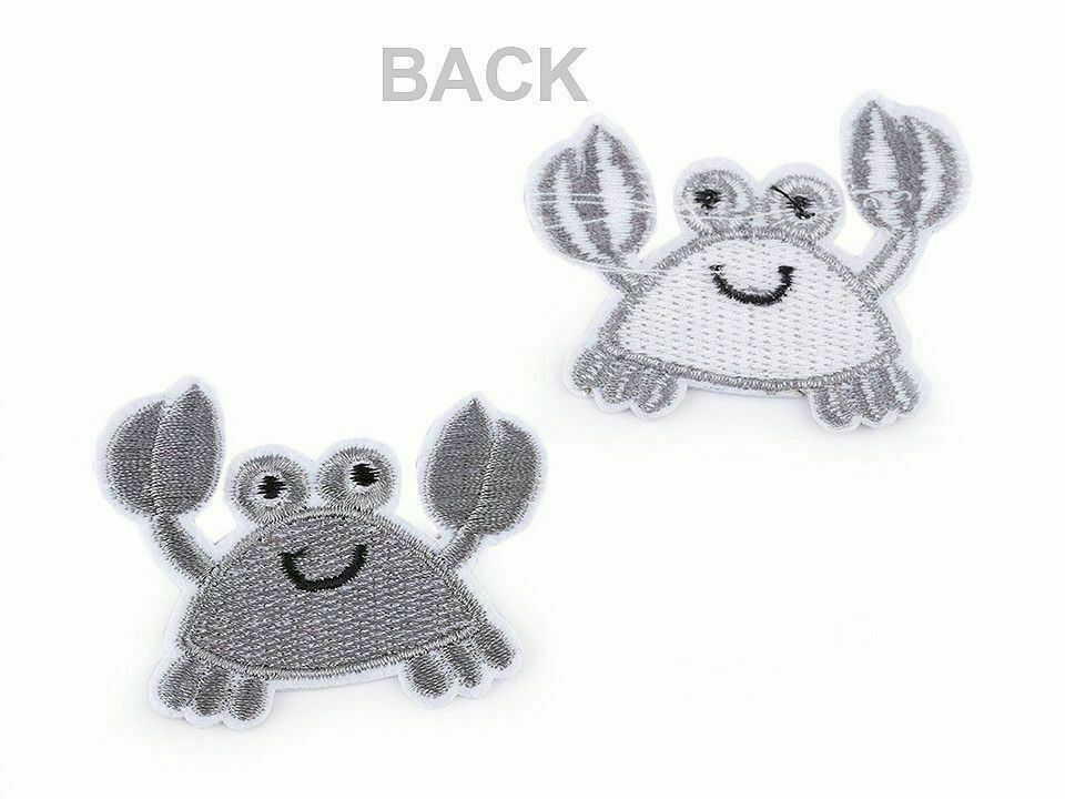 1pc 3 Grey Iron-on Patch Crab Patchesand Sew-on Patches Sew-on Reflective Hab...