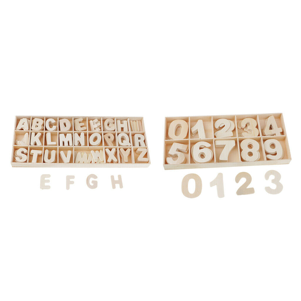 216Pc   Craft   Natural   Wood   Letters   Alphabet   Number   with   Storage