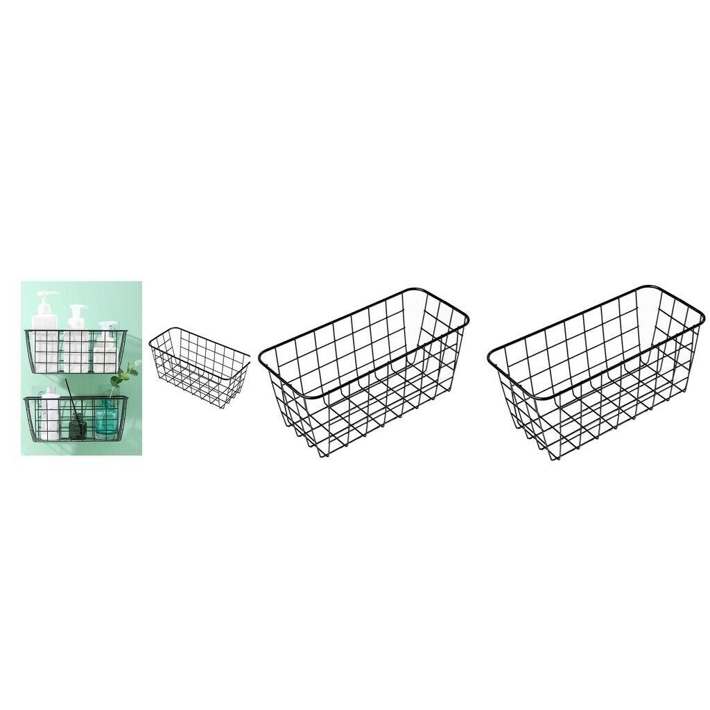 2x Grid Bathroom Basket Rack Storage Basket Save Space Home Kitchen Black