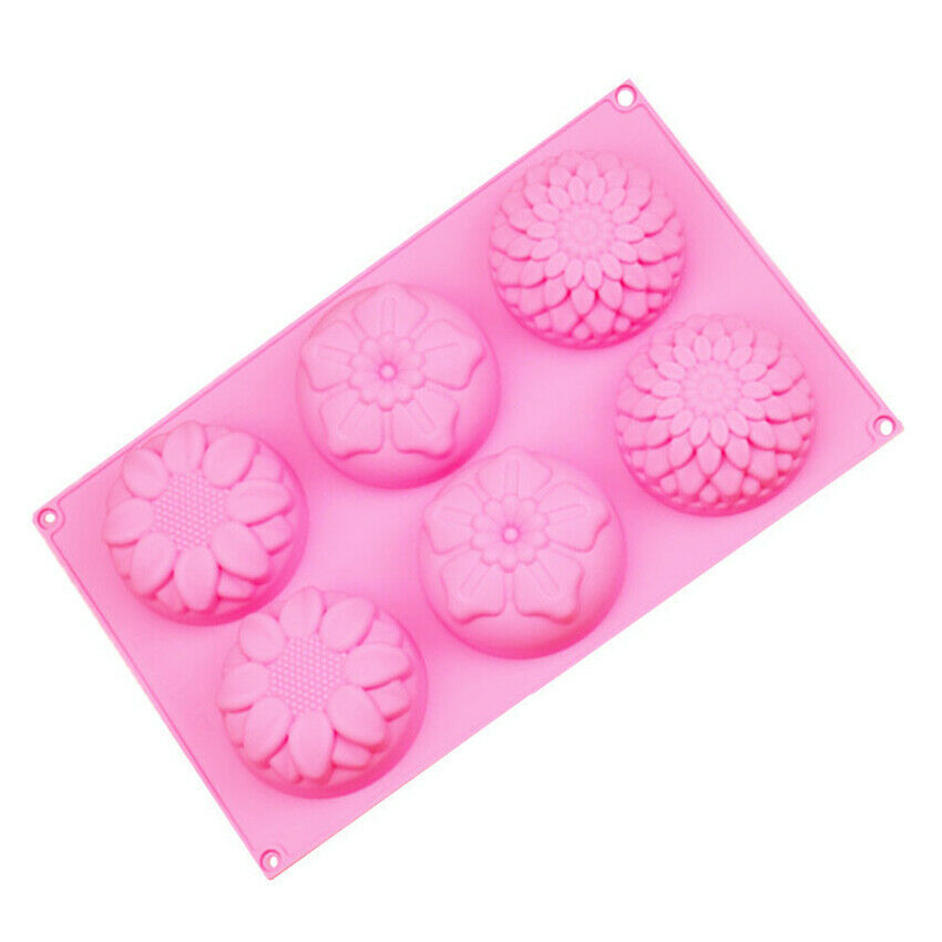 6 Cavity Flower Shaped Silicone DIY Handmade Soap Candle Mold Craft Baking