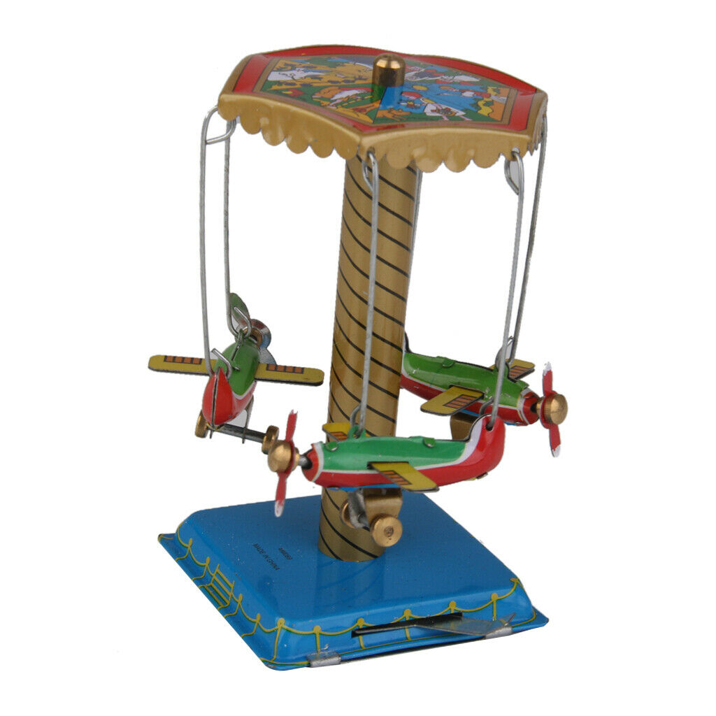 Classic Wind Up Airplane Aircraft Tin Toys Collectible Artware for Kids