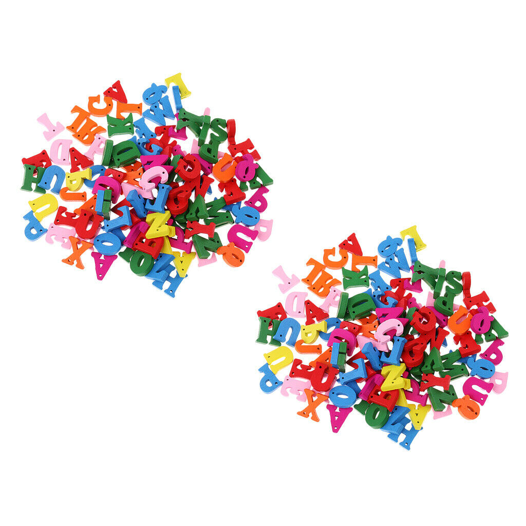 200Pcs Wooden Letters Craft Decor Accs for Kids Child Toys Teaching Aids