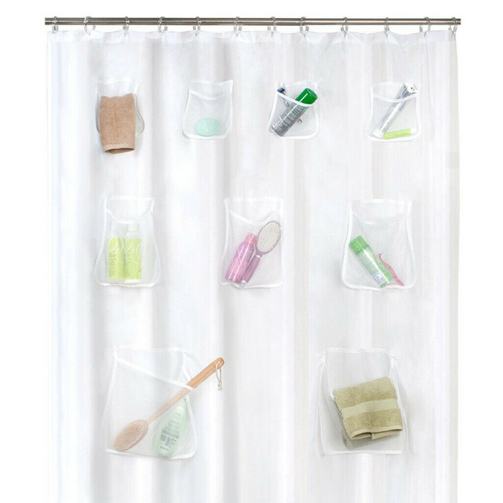 Waterproof Pocket Shower Curtain Liner w/ Metal Grommets for Hotel Home Dorm