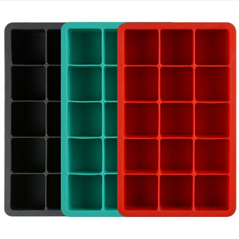 15 Big Grids Food Silicone Ice Cube Tray Large Square Mould Mold Giant DI.l8