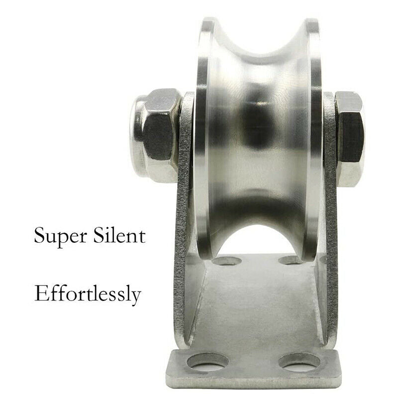 1-Pack V-Type Stainless Steel Pulley Block Mute Beas Groove Sliding Roller TraF2