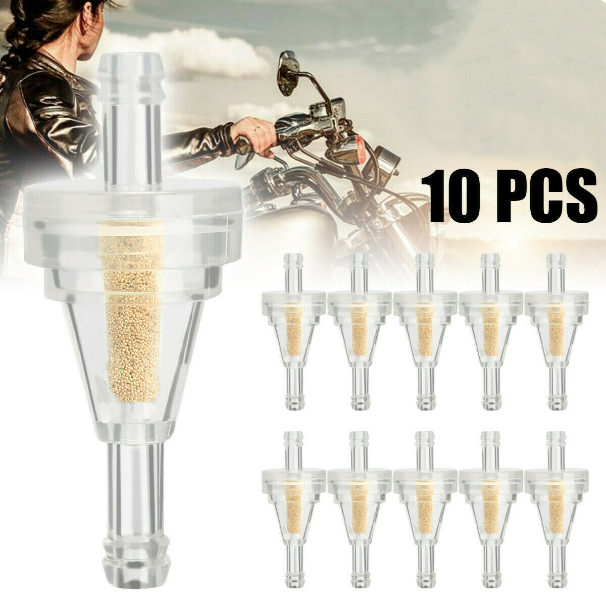 10pcs 1/4" Universal Motorcycle Mini Small Engine Inline Carb Fuel Gas Filters