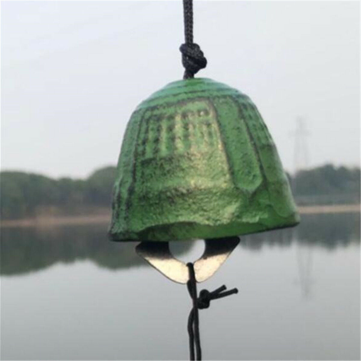 1pc Temple Bell Japanese Wind Chime Hang Sound Clapper Home Garden Decor Green