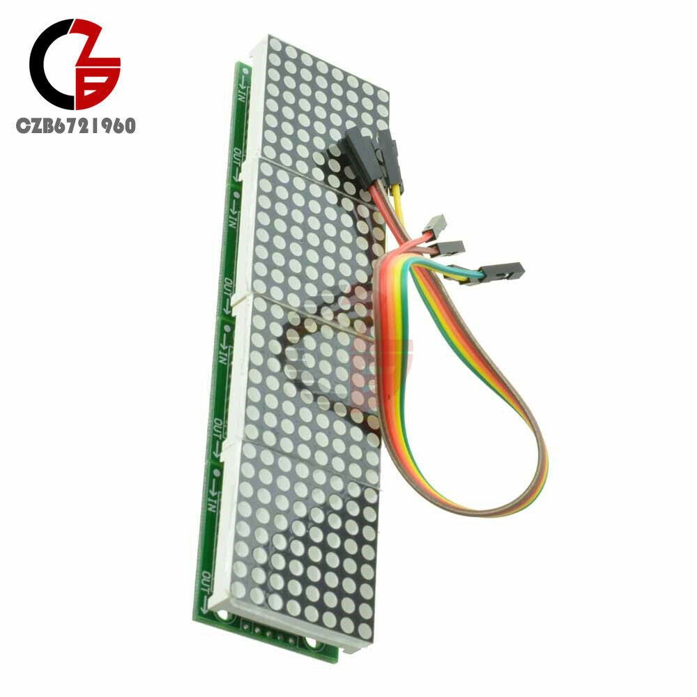 Dot Matrix Module Arduino Microcontroller MAX7219 4 In One Display + 5P Line