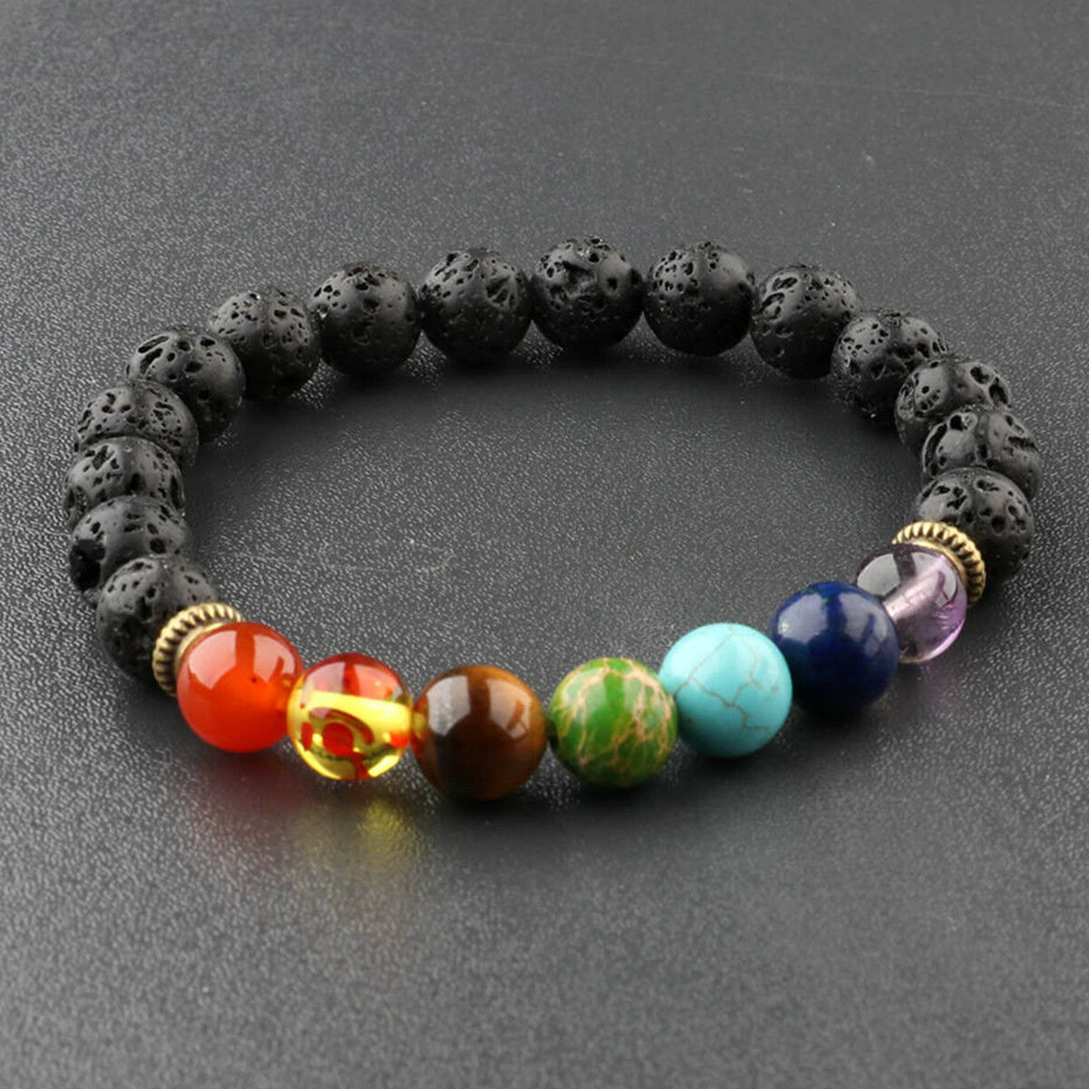 Unisex Essential Oil Diffuser Lava Stone Bracelets Aromatherapy 7 Chakra Healing