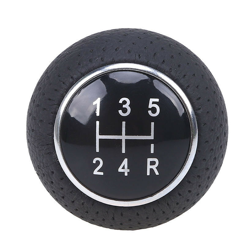 5Speed Black Leather Universal Aluminum Manual Car Gear Shift Knob Shifter Lever