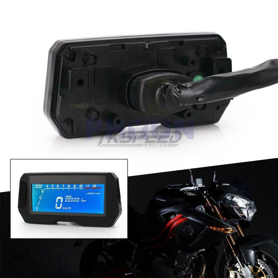 Universal LCD Motorcycle Speedometer Odometer RPM Kph Mph For 2 4 Cylinders