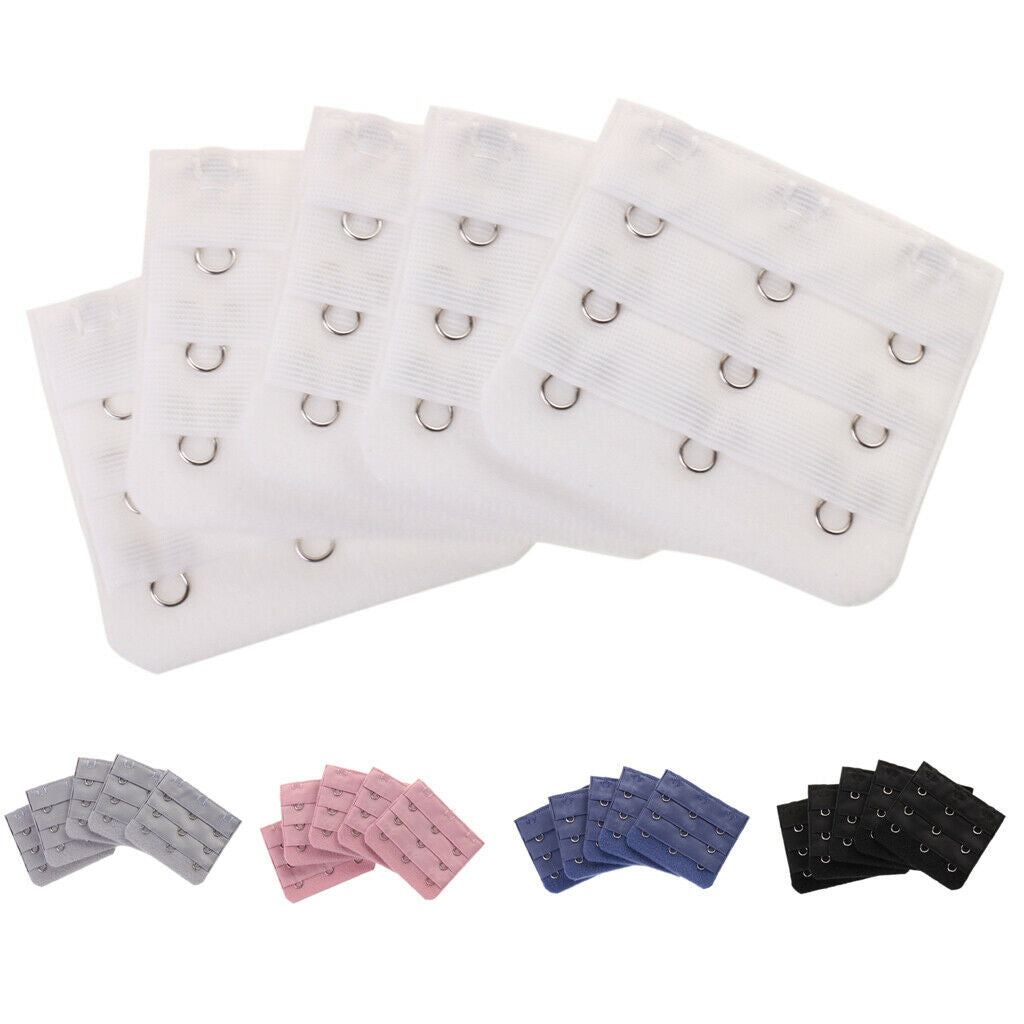 10 Pcs Elastic Bra Strap Extension Bra Extender 3 x 3 Hook White + Black