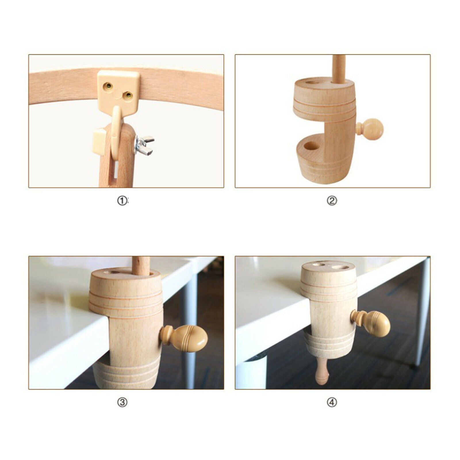 Cross Stitch Table Stand Adjustable Embroidery Hoop Holder Frame Beech Woods