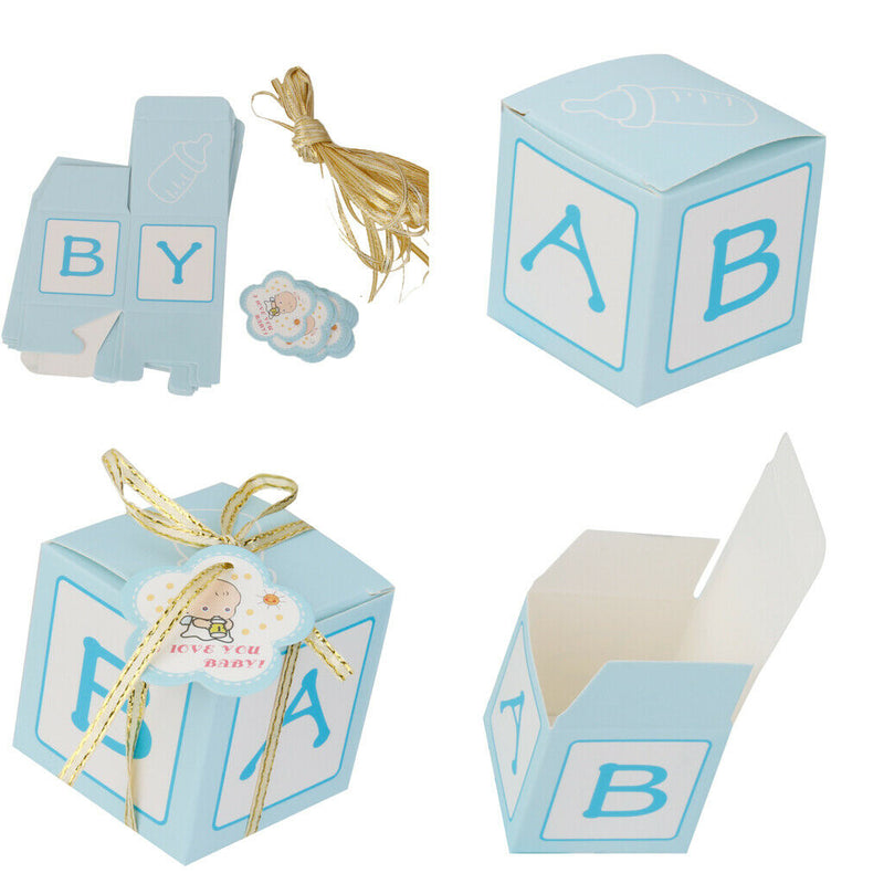 12x Ribbon Paper Box Girl Party Favor Gifts Candy Packing Container Blue