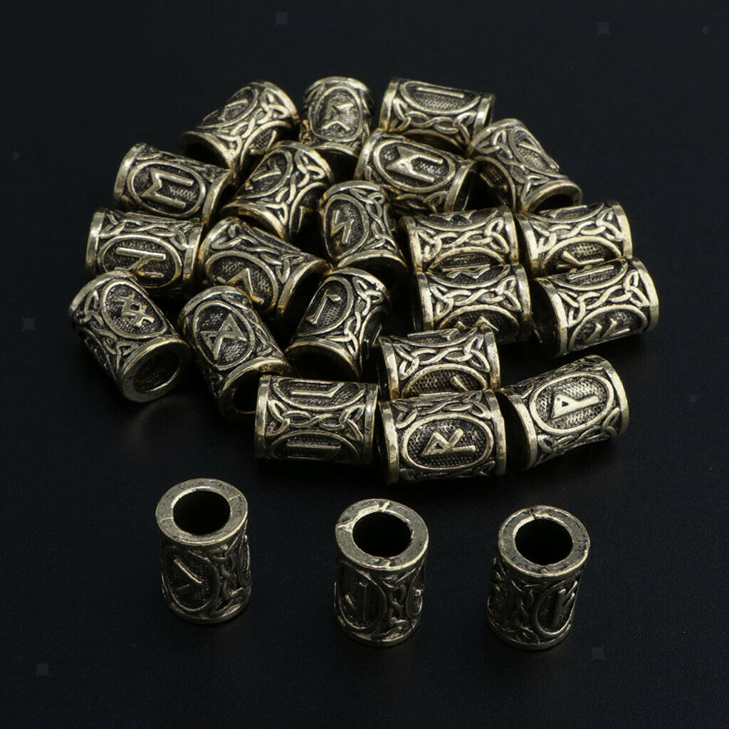 24PCS Norse/Viking Rune Beard Beads Charm Beads - Beards, Hair, Jewellery