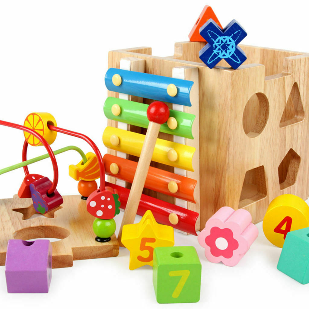 Activity Cubes Busy Board Shape Sorter Preschool for Boys Girls Toddler Gift
