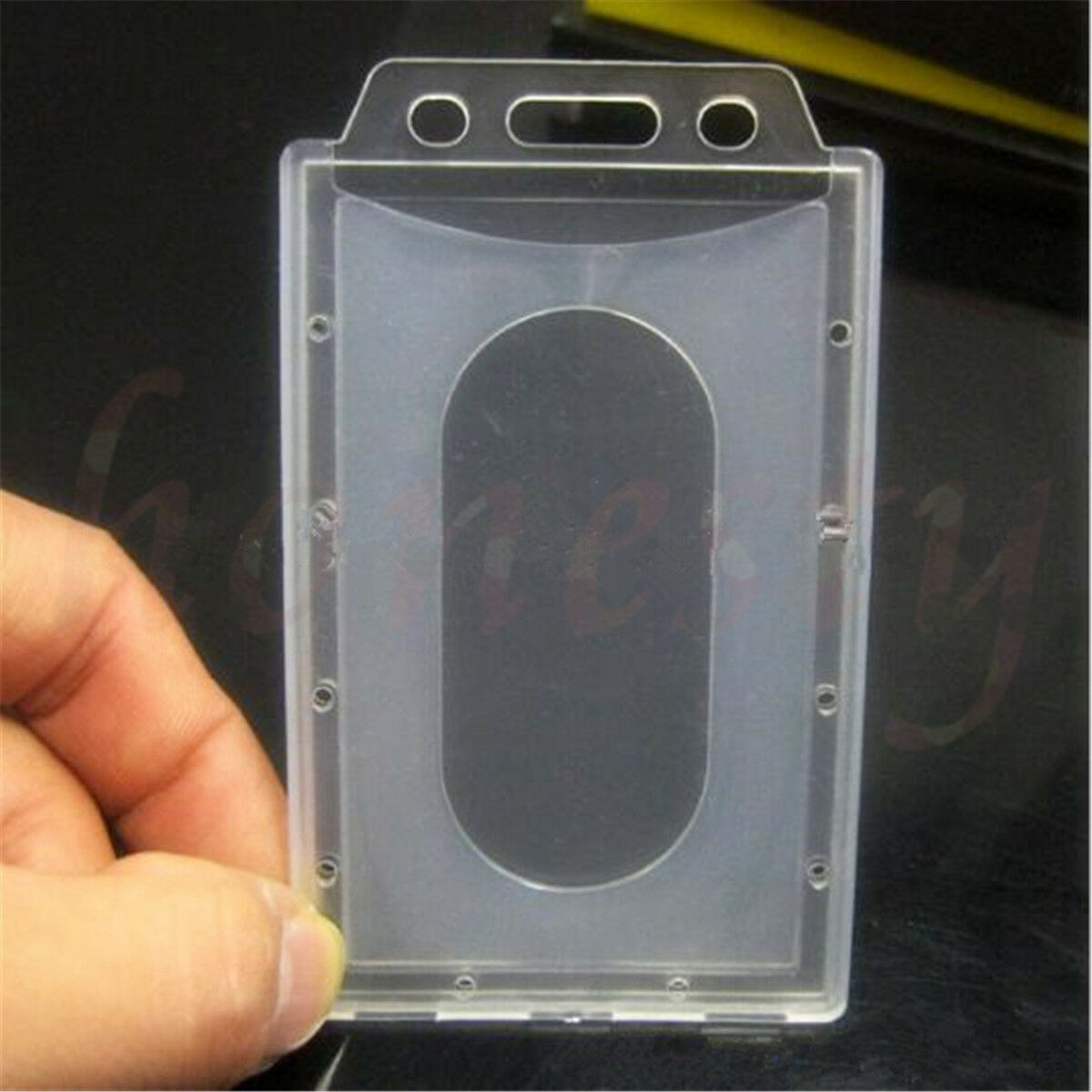 5Pcs Vertical Hard Plastic ID Badge Holder Card Multi Transparent  Office Travel