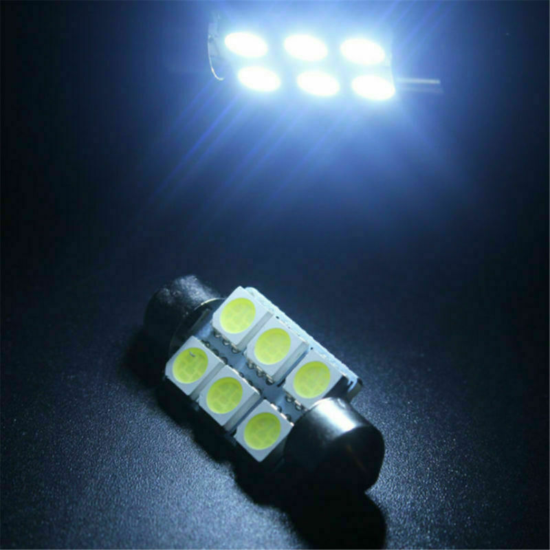 5X Dome White 39mm 5050 6SMD Festoon Interior Car Auto Led Light Lamp Bulb 12V